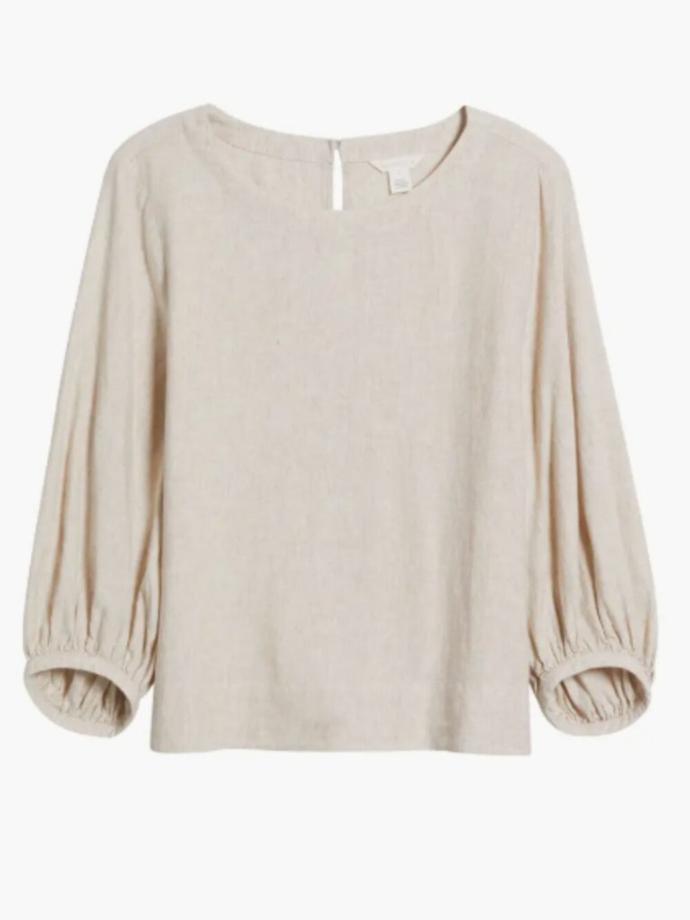 Caslon Balloon Sleeve Linen Blend Top – Flax – Large – NWT